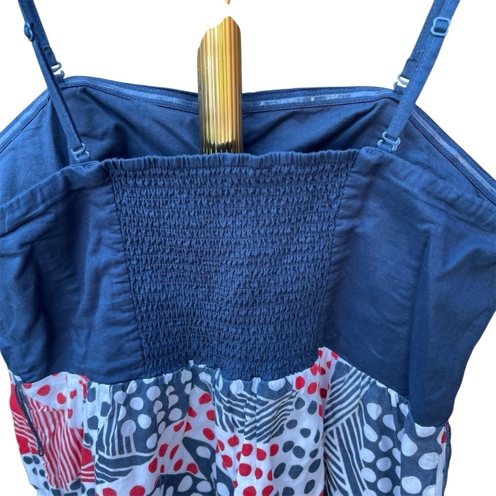 Odille Blue and Red Cotton Polka Dot Patterned Dress - Picture 9 of 13